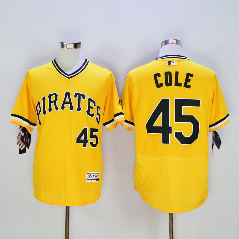 Men Pittsburgh Pirates #45 Cole Yellow Elite MLB Jerseys->pittsburgh pirates->MLB Jersey